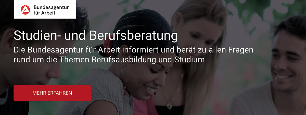 Die Bundesagentur für Arbeit informiert und berät zu allen Fragen rund um die Themen Berufsausbildung und Studium an dieser Schule. Weitere Informationen dazu im Portal der Bundesagentur für Arbeit.